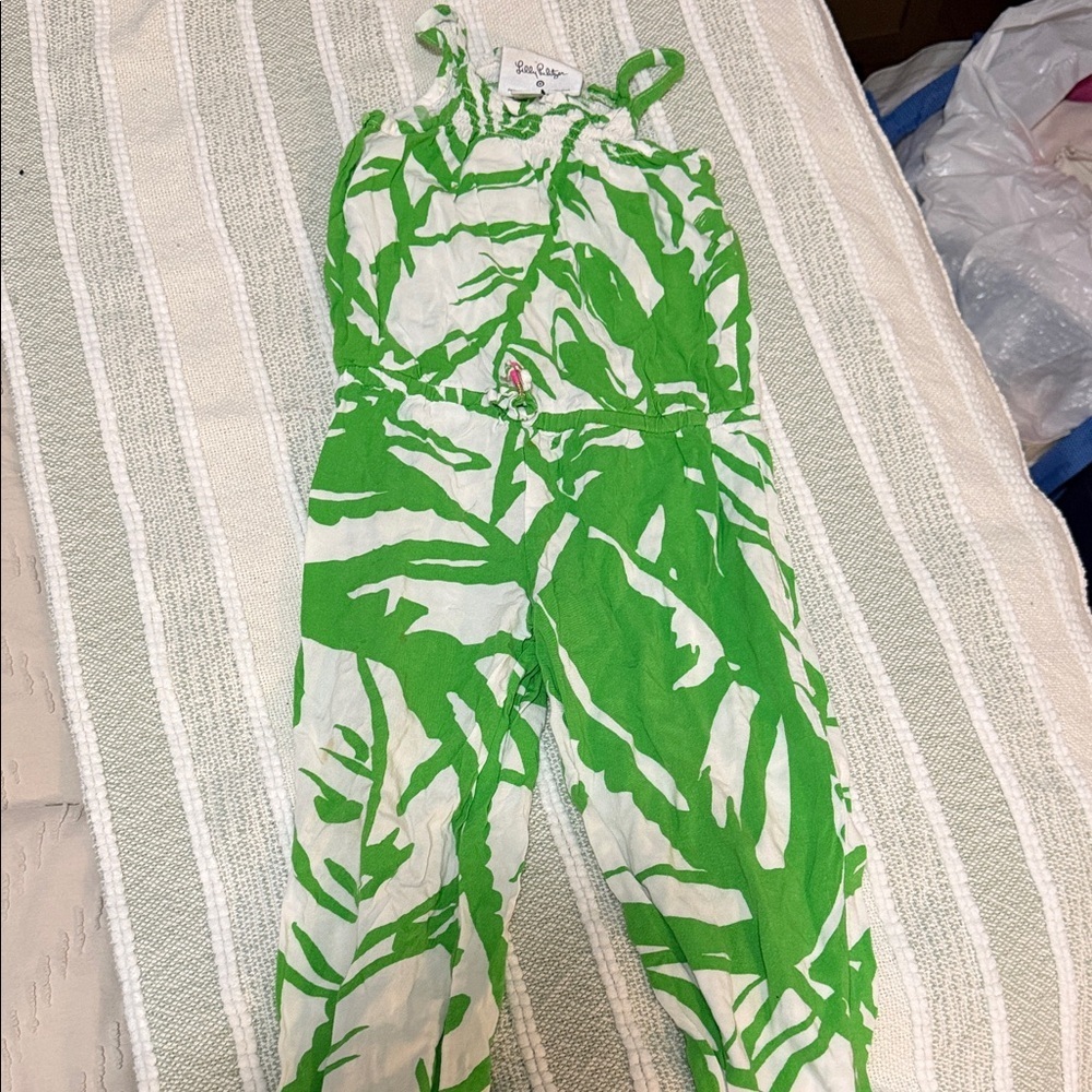 Lilly Pulitzer Vibrant Green and White Jumpsuit